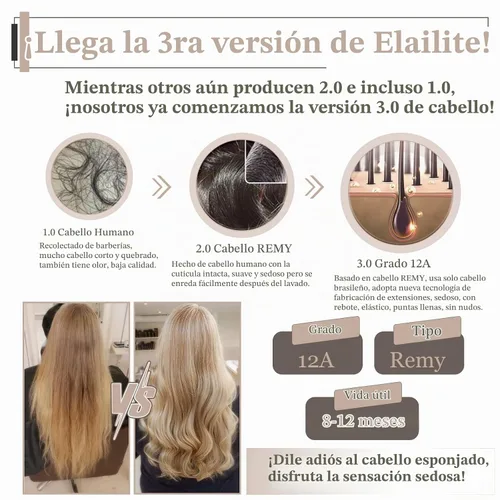 Vista 2 de Elailite Pelucas para mujeres con flequillo, cabello humano real, topper con cabello delgado, 13 cm x 7 cm, base de seda, clip en piezas de cabello