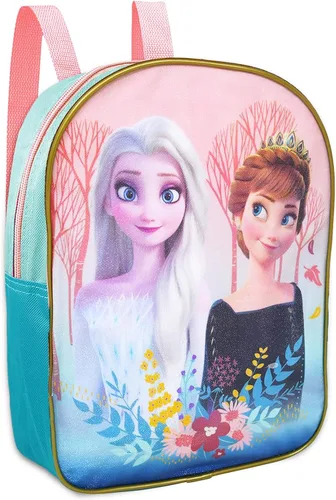 Vista 2 de Disney Shop Paquete de mochila Frozen para niñas, mini mochila escolar de Frozen de 11 pulgadas para niños pequeños con calcomanías de Frozen