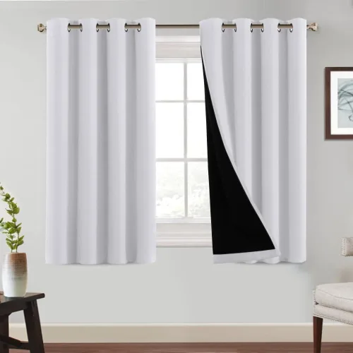 Vista 34 de PrinceDeco Cortinas 100% opacas de 54 pulgadas de largo, completamente opacas, tratamiento de ventanas, cortinas forradas con aislamiento térmico