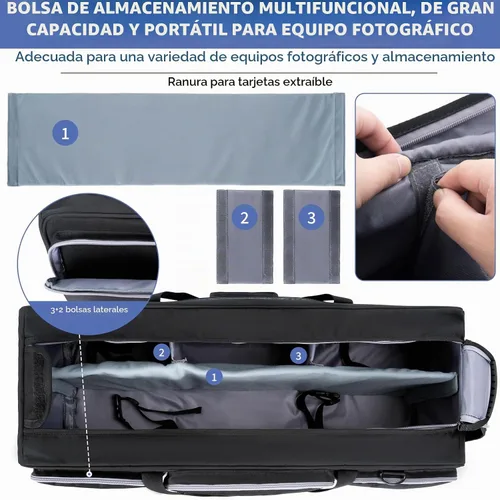 Vista 4 de IBVIVIC Bolsa para trípode, 30.7 pulgadas, funda de transporte de trípode resistente con divisor acolchado, bolsa de soporte de luz con doble