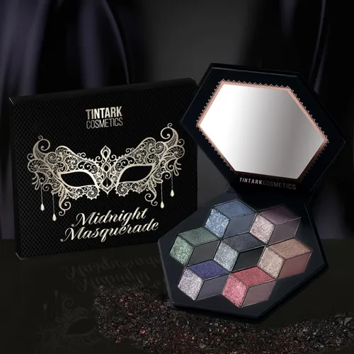 Vista 8 de Paleta de sombra de ojos ahumada negra, Midnight Masquerade 21 colores – Espectro de sombra de ojos negra mate brillante brillante para maquillaje
