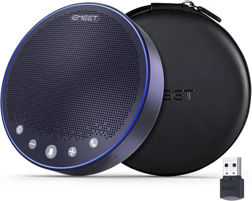 Vista 11 de EMEET Altavoz Bluetooth M2 Negro Altavoz de conferencia para 5-8 personas Conferencia de negocios 360º Recogida de voz 4 AI Micrófono autoadaptable