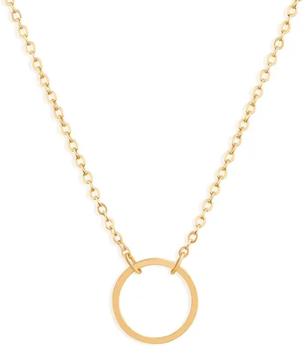 Vista 19 de Fettero - Collar con dije de oro, gargantilla en capas con moneda abierta, círculo de karma completo, luna creciente nueva, 14K oro chapado