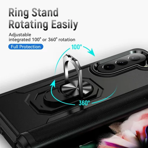 Vista 7 de Funda para Samsung Galaxy Z Fold 5 con anillo de soporte, imán de sujeción agradable a la piel, de alto valor, para Samsung Galaxy Z Fold 5, funda