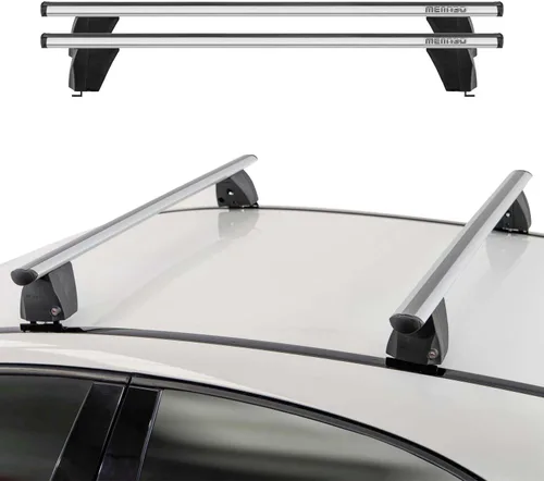 Vista 15 de OMAC Barras transversales de techo de punto fijo Mercedes Clase C Sedan 2015 a 2023, portaequipajes, 165 libras, aluminio, 2 piezas, color plateado