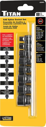Vista 2 de Titan 15203 - Juego de llaves de vaso SAE Spline de 8 piezas de 3/8 pulgadas
