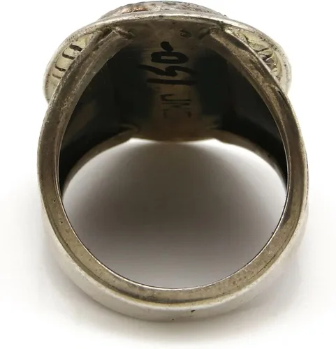 Vista 6 de Navajo Kingman - Anillo de plata .925 firmado por el artista JMC C.80's, Plata 925, plata esterlina, piedras preciosas, metal, Turquesa
