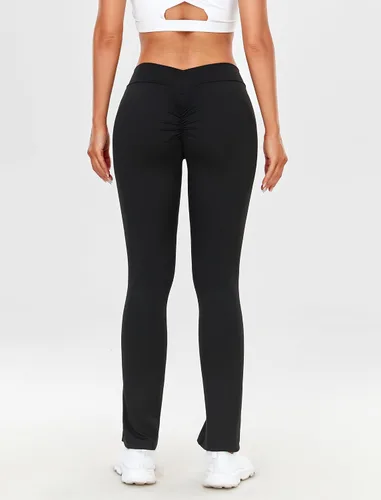 Vista 6 de FITTOO Womens Knited Booty Scrunch Leggings High Waist Ribbed Ruched Yoga Pants