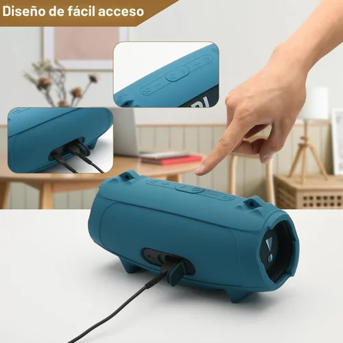 Vista 3 de Funda de silicona para altavoz portátil JBL Charge 5, funda protectora de transporte de viaje con soporte para correa de hombro, cubierta de Negro