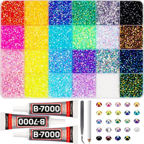Vista 18 de 11000Pcs Silver Clear Rhinestones Bedazzling Kit, Bedazzled Gems Flatback