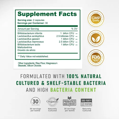 Vista 5 de Bacterium Plus, producto natural, cápsulas vegetarianas, bienestar general, 60 unidades, paquete de 1