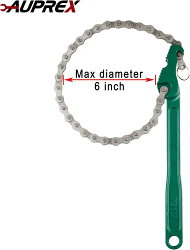 Vista 6 de AUPREX Llave inglesa de filtro de aceite de cadena de trinquete de servicio pesado ajustable de acero al carbono resistente de 12 pulgadas