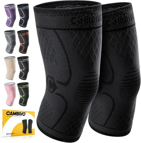 Vista 10 de CAMBIVO - Rodilleras para hombres y mujeres; mangas de compresión y soporte para rotura de meniscos, artritis, alivio del dolor articular