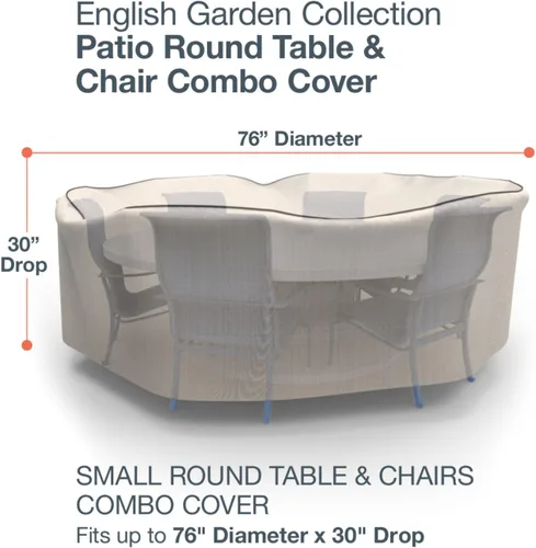 Vista 2 de Budge P5A08PM1 - Mesa redonda de jardín inglés y sillas para patio, cubierta combinada resistente e impermeable, pequeña, de dos tonos marrón