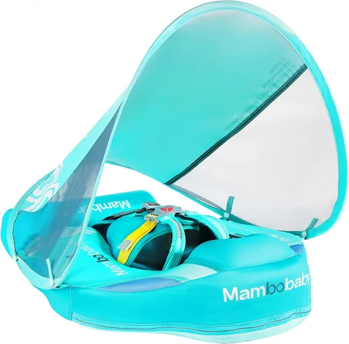 Vista 10 de Mambobaby Flotador con cola y toldo no inflable para bebé, flotador Mambo Flotador inteligente de natación para bebé, flotador de piscina para niños