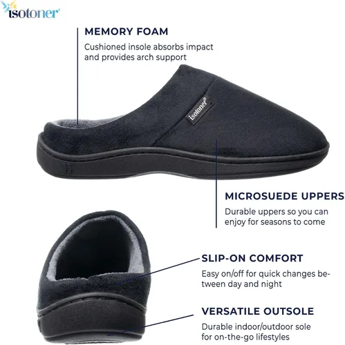 Vista 2 de Pantufla Isotoner con talón abierto, con espuma viscoelástica, suela interior y exterior, para hombre