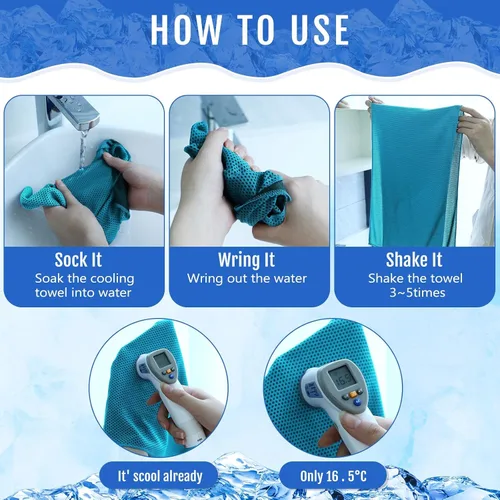Vista 4 de Hosuly Paquete de 30 Toallas Refrescantes, 40"x12" Hielo Transpirables Suaves Frías Paño de Sudor Microfibra Paños de Entrenamiento para Gimnasio
