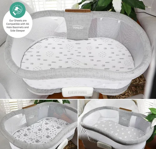 Vista 2 de TansyPanda - Sábanas de moisés Halo para BassiNest Luxe giratorias, calmantes, giratorias, lite, Essential Sleeper, paquete de 3, 33 x 17 pulgadas