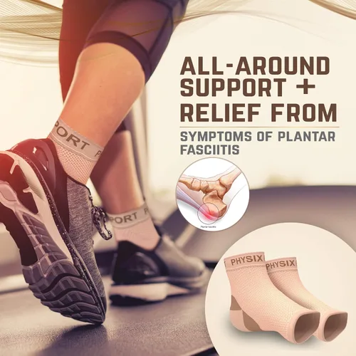 Vista 4 de Physix Gear Calcetines para fascitis plantar para hombres y mujeres, mejores calcetines para el malestar del pie y soporte del arco, calcetines