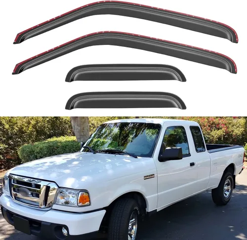 Vista 21 de Visores para ventanas y protectores contra la lluvia para Ford F150 de cabina estándar 1980-1996, Deflectores de viento y protectores para ventanas