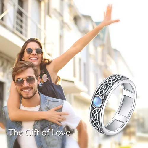 Vista 3 de POPLYKE Anillos giratorios giratorios de plata de ley para mujer, para aliviar el estrés, regalo