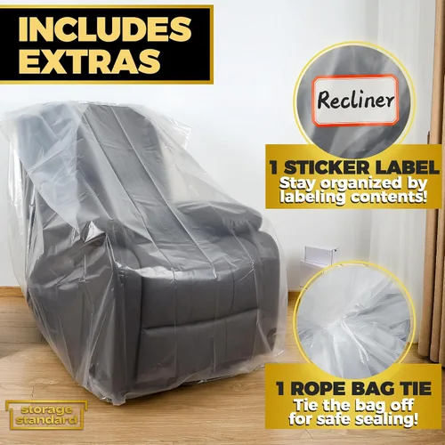 Vista 4 de Fundas de plástico para muebles para mudanza y almacenamiento - Protectores de fundas para sillas de alta resistencia, impermeables y a prueba