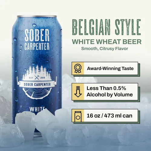 Vista 4 de SOBER CARPENTER - Cerveza sin alcohol de trigo blanco estilo belga, cerveza artesanal para todas las ocasiones, licores sin alcohol y alternativa al