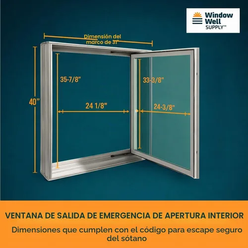 Vista 5 de Kit de pozo de ventana de salida, blanco, 42x36x60, ventana 31x40