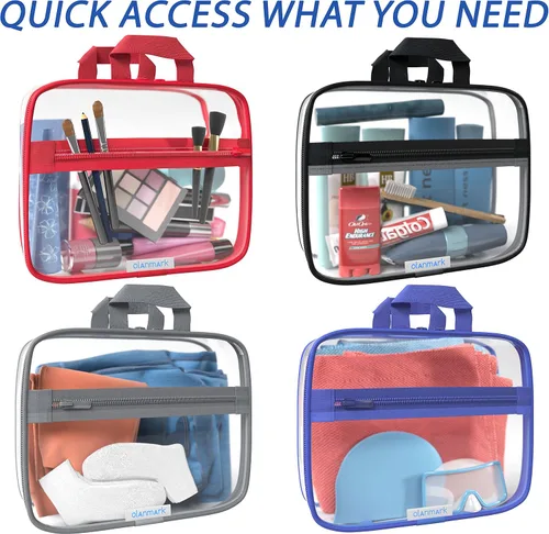 Vista 3 de Olanmark Neceser transparente - Bolsa de maquillaje de PVC - Estuche de viaje grande transparente para cosméticos - Cubo de embalaje transparente