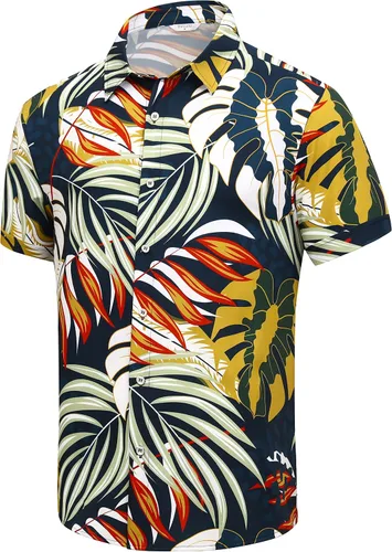 Vista 59 de SheLucki - Camisa hawaiana para hombre, unisex, de manga corta, con botones, para la playa y el verano, ropa casual estampada con sombra de palmas