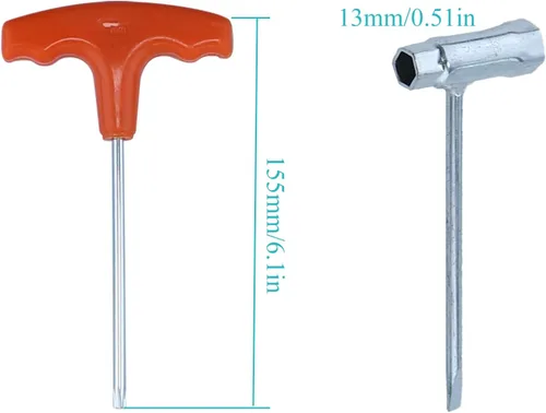 Vista 2 de Llave de motosierra T de 0.748 in x 0.512 in y mango en T T27 Torx destornillador para motosierra Husqvarna Stihl herramienta Scrench