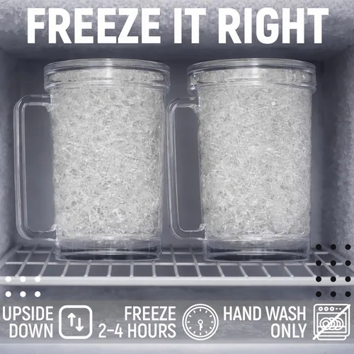 Vista 4 de Tazas de cerveza para congelador con gel, juego de 4, tazas congeladas de Transparente