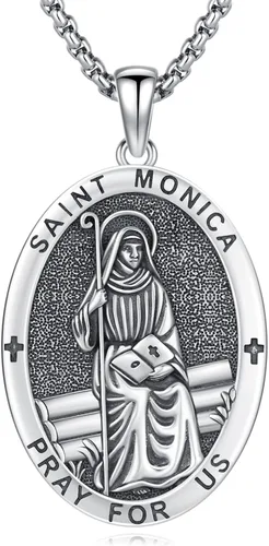 Vista 11 de Collar de amuleto de medalla de San Patrono de plata/oro de 14 39A-St Peregrino-Plata