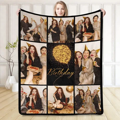 Vista 25 de D-Story Manta personalizada con fotos, manta de fotos personalizada con cualquier texto, manta de forro polar personalizada para cama, sofá