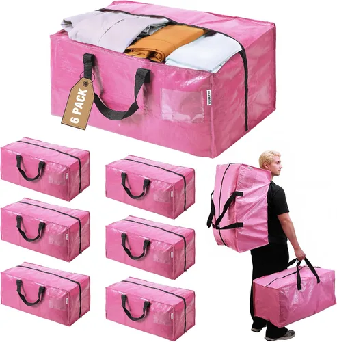 Vista 20 de WORKPRO 1 paquete de bolsas de mudanza extra grandes con cremalleras y asas de transporte, correas de mochila, bolsa de almacenamiento resistente