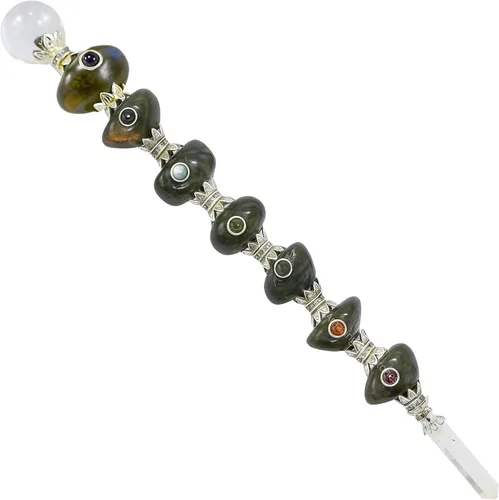 Vista 14 de Amazing Gemstone Varita de cristal para chakras, varitas de cristal curativo, brujería, varita de cristal de Merkaba para meditación, brujería