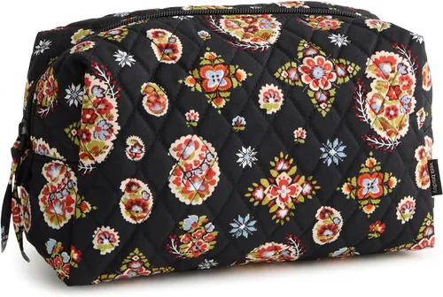 Vista 6 de Vera Bradley Bolsa de maquillaje cosmética grande de algodón premium Paisley floreciente