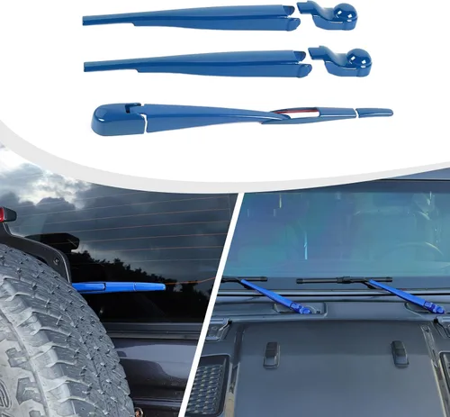 Vista 11 de Kit de moldura de cubierta de limpiaparabrisas delantero y trasero para Jeep Wrangler JL JLU y Gladiator JT 2018-2021 (azul bebé)