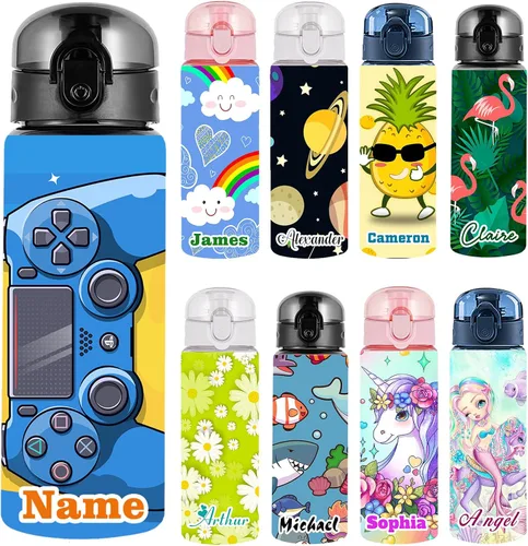 Vista 20 de Botellas de agua personalizadas con tapa, botella personalizada de 26 onzas con nombre, botellas de agua de plástico personalizadas, a prueba