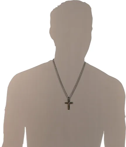Vista 6 de Hzman -Collar con pendiente para rezo de crucifijo de Jesucristo, de acero inoxidable, para hombres