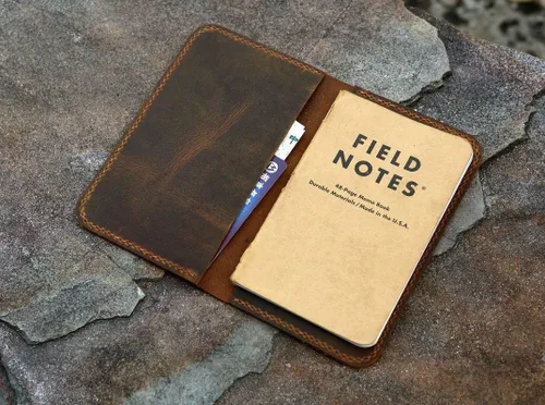 Vista 9 de Funda de cuero personalizada para cuaderno de notas de campo de bolsillo/funda de cuero para notas de campo delgada FA605S