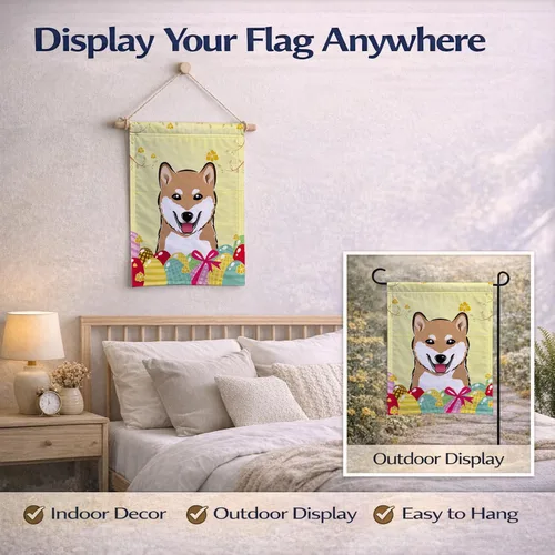 Vista 169 de Caroline's Treasures BB1923GF Bandera decorativa para jardín con diseño de Border Collie, para caza de huevos de Pascua, para jardín, jardín, patio