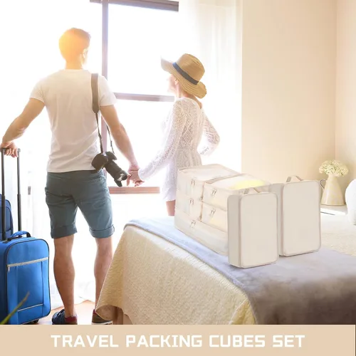 Vista 6 de Juego de 2 cubos de equipaje de viaje, juego de 6 cubos de equipaje de viaje, bolsas organizadoras ligeras con bolsa de zapatos, organizadores