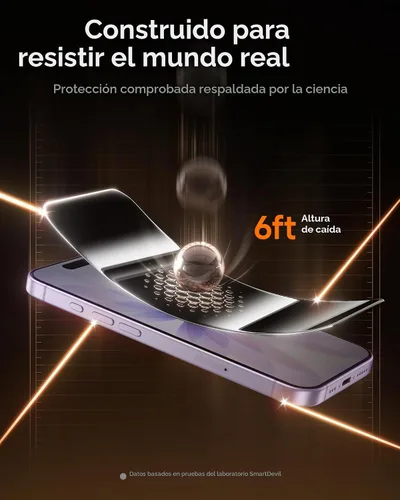 Vista 4 de SMARTDEVIL Protector de pantalla de privacidad para iPhone 17 Pro con protector de lente de cámara, vidrio templado inastillable