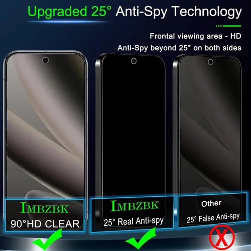Vista 2 de IMBZBK [Eliminación automática de polvo] Paquete de 3 protectores de pantalla de privacidad para Google Pixel 10 Pro