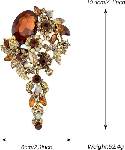 Vista 5 de SELOVO Broche grande de flores largas para mujer, broche de fiesta de boda