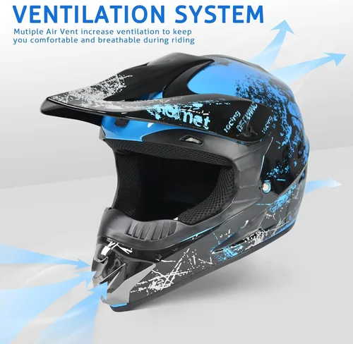 Vista 5 de SPARK - Cascos para bicicleta de montaña para niños, cascos de motocicleta para jóvenes, ATV, motocross, de cara completa, para hombres y mujeres