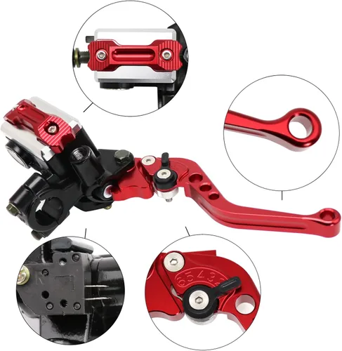 Vista 3 de Motocicleta 7/8 "0.866 in Manillar Freno Cilindro Maestro Palanca de Embrague CNC Izquierda y Derecha Juego Universal Compatible con Honda Kawasaki