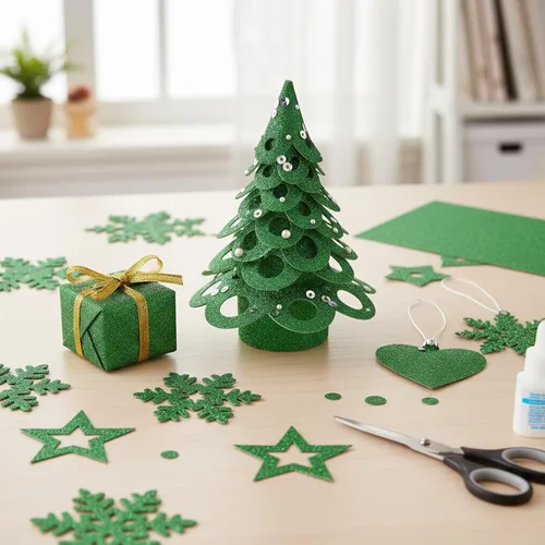 Vista 6 de Cartulina verde con purpurina, papel brillante de tamaño A4, papel con purpurina para Cricut, Gradustion, DIF, manualidades, construcción