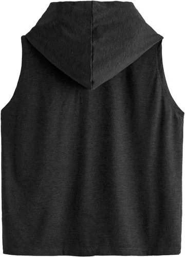 Vista 2 de SweatyRocks - Camiseta sin mangas con capucha de verano para mujer, camiseta para ejercicio atlético, relajada, transpirable.